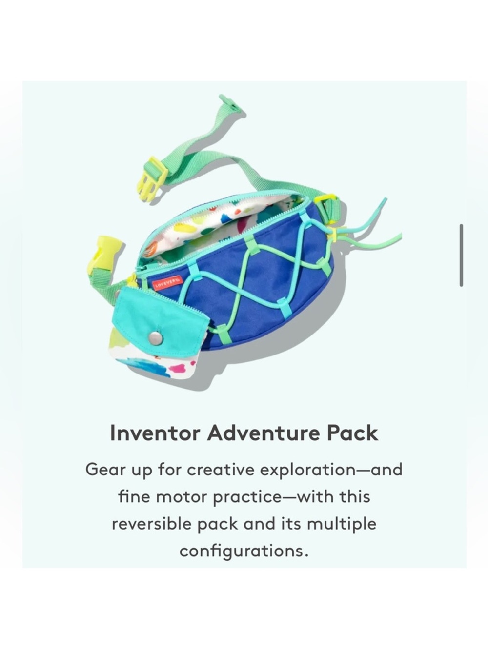 Lovevery Inventor Adventure Pack Kids Fanny Pack - Blue & Teal